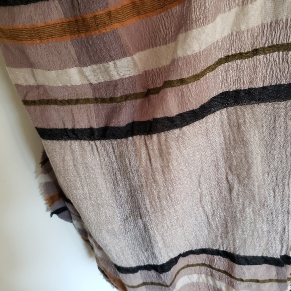 Echo Oversized Wrap Blanket Scarf Lightweight Rayon Wool Neutral Browns Fringe - Picture 7 of 12